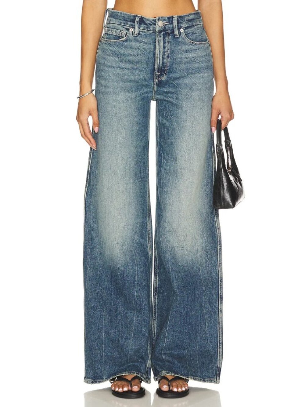 BNWT - GOOD AMERICAN Good Skate Wide Jeans Size 4 27 waist, Indigo 869